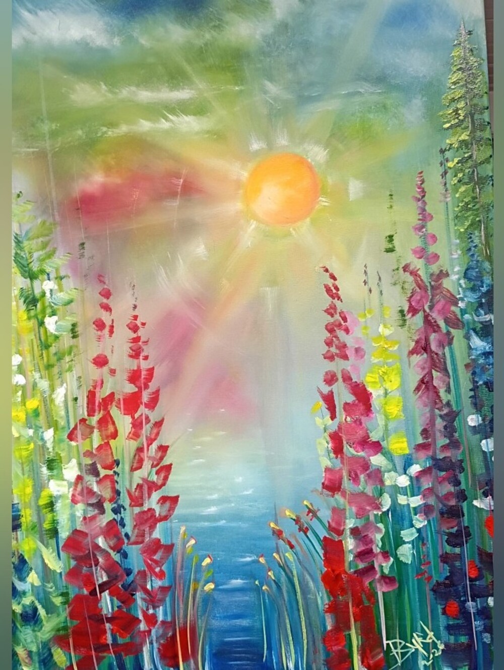 Blossoms In The Sun - Sunlit Wildflower Garden Painting